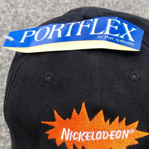 Vtg Nickelodeon Iconic Logo Deadstock Black Hat with Original Tag Attached - Picture 6 of 9